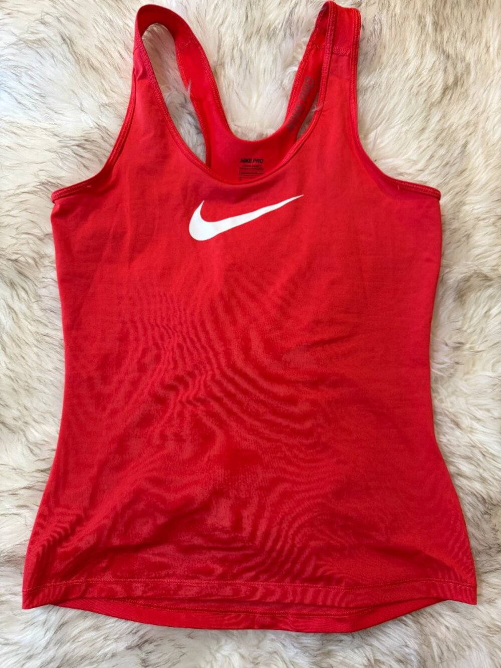 Nike Pro Red Racerback Tank Top White Swoosh Graphic Size M - Picture 7 of 9
